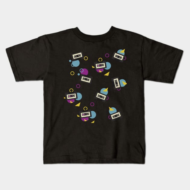 80's Retro Cassette Tape Retrowave Kids T-Shirt by edmproject